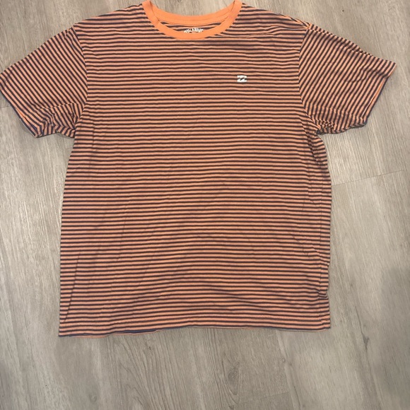 Billabong Men's Orange and Black Striped Tee - Picture 1 of 4